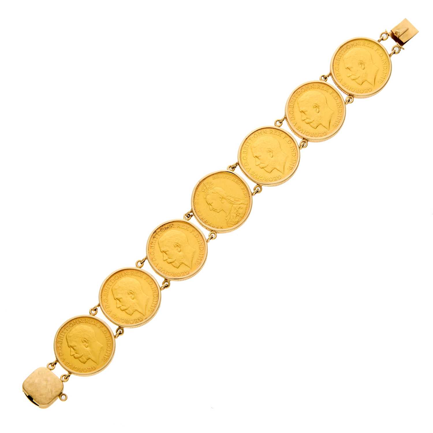 Lot 2072 - Gold and Gold Coin Bracelet