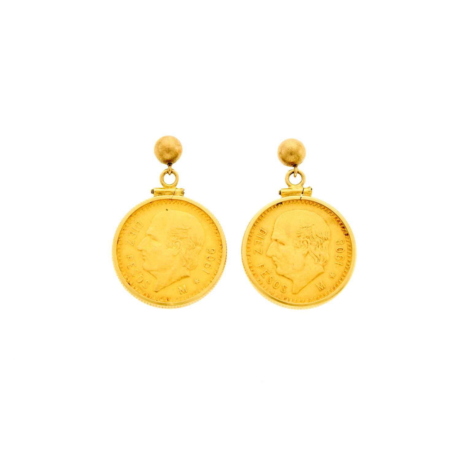 Lot 2184 - Gold and Gold Coin Pendant-Earrings