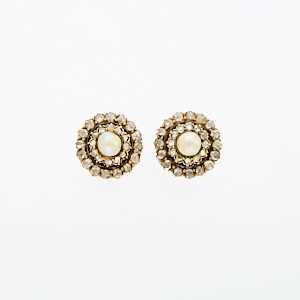 Lot 2157 - Antique Pair of Silver, Gold, Pearl and Diamond Earrings