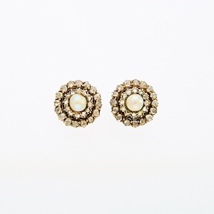 Lot 2157 - Antique Pair of Silver, Gold, Pearl and Diamond Earrings