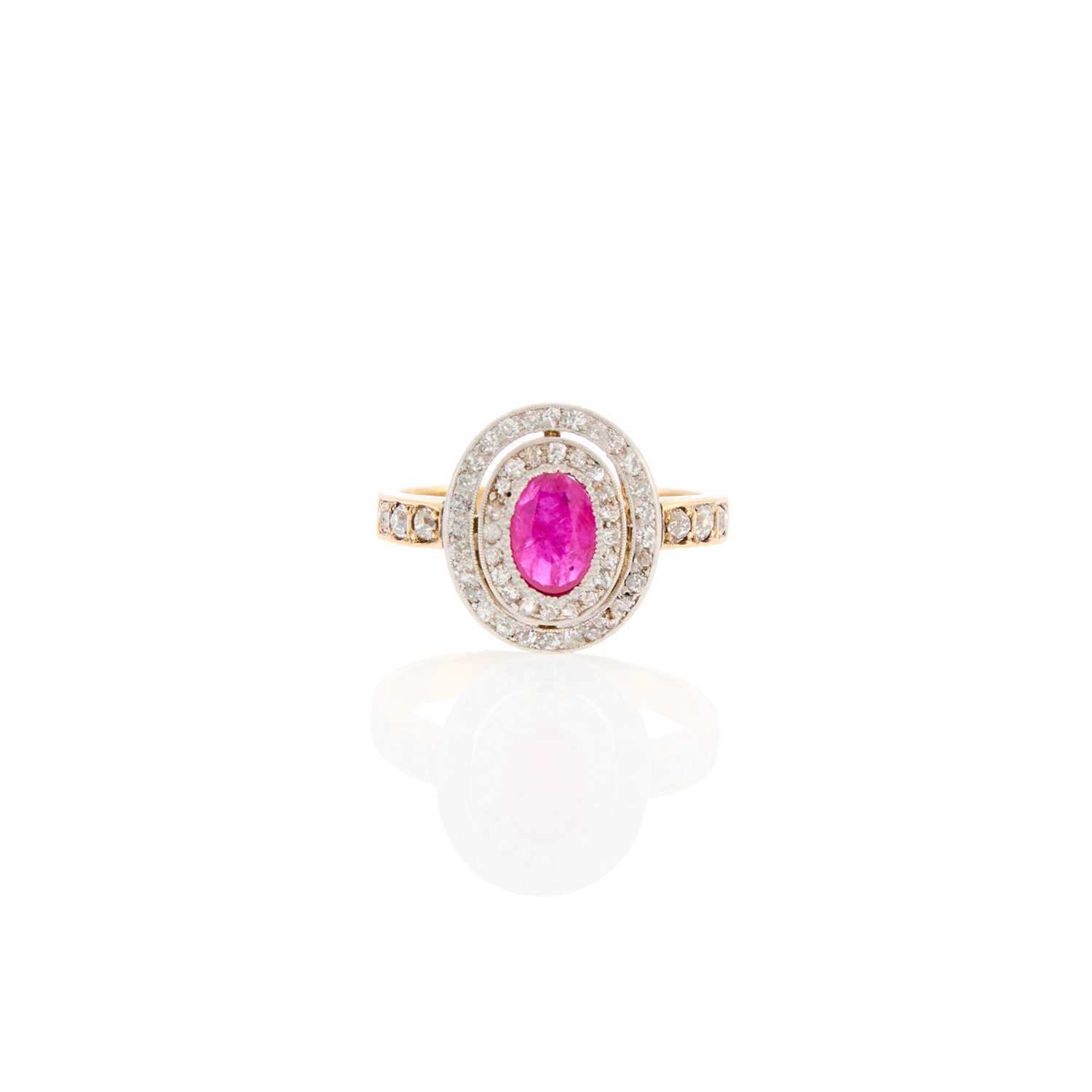 Lot 2093 - Gold, Platinum, Ruby and Diamond Ring