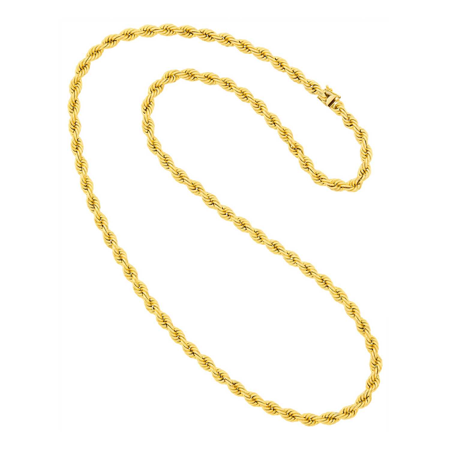 Lot 1051 - Long Gold Rope-Twist Chain Necklace