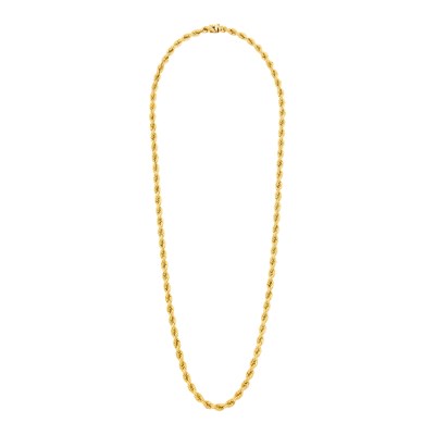 Lot 1051 - Long Gold Rope-Twist Chain Necklace