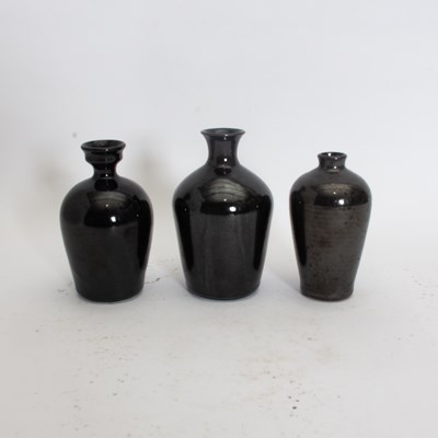 Lot 268 - Group of Three Black Painted Ceramic Vases