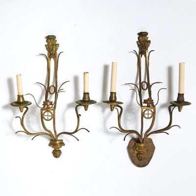 Lot 168 - Pair of French Bronze Two-Light Sconces