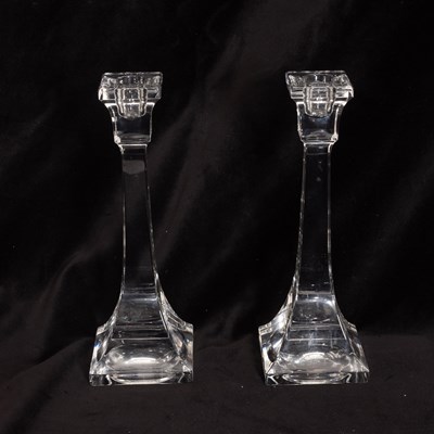Lot 274 - Pair of Villeroy & Boche Glass Candlesticks