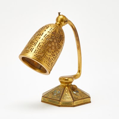 Lot 243 - Tiffany Studios Gilt-Bronze, Gilt Etched Metal and Favrile Glass "Abalone" Pattern Desk Lamp