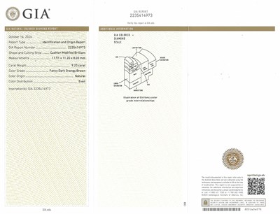 Lot 39 - Platinum, Fancy Dark Orangy Brown Diamond and Diamond Ring