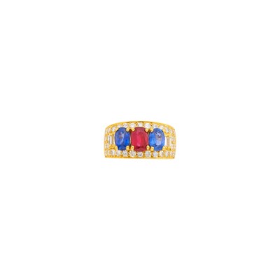 Lot 101 - Bulgari Gold, Ruby, Sapphire and Diamond Ring