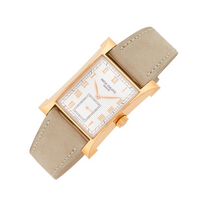 Lot 26 - Patek Philippe Gentleman's Rose Gold 'Commemoration Pagoda' Wristwatch, Ref. 5500