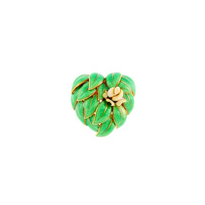 Lot 2009 - Tiffany & Co. Gold and Enamel Leaf Pin
