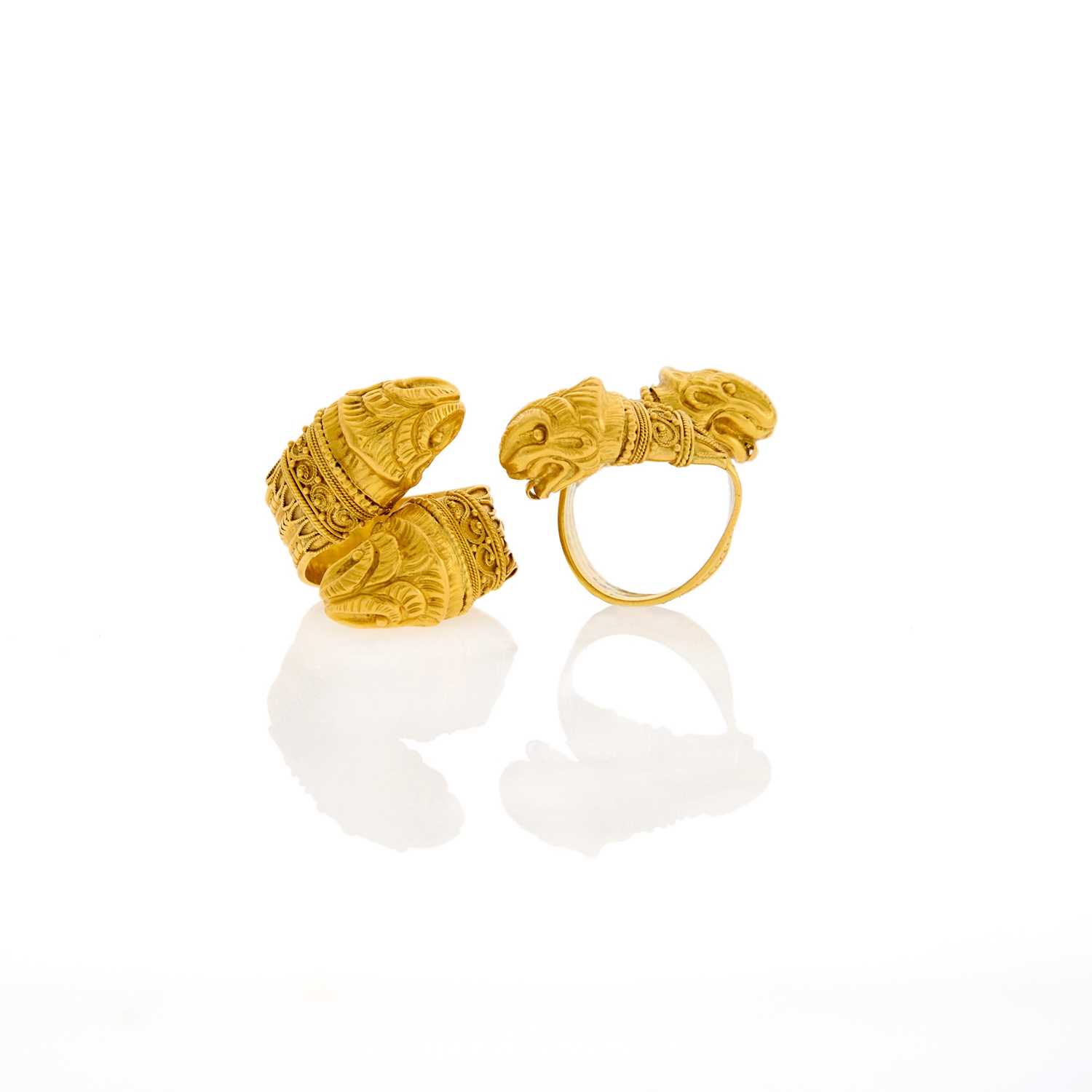 Lot 1037 - Pair of High Karat Gold Chimera Crossover Rings
