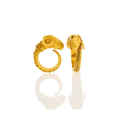 Lot 1039 - Two High Karat Gold Ram's Head Rings