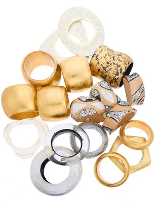 Lot 1022 - Group of Gold and Silver-Tone Bangle Bracelets