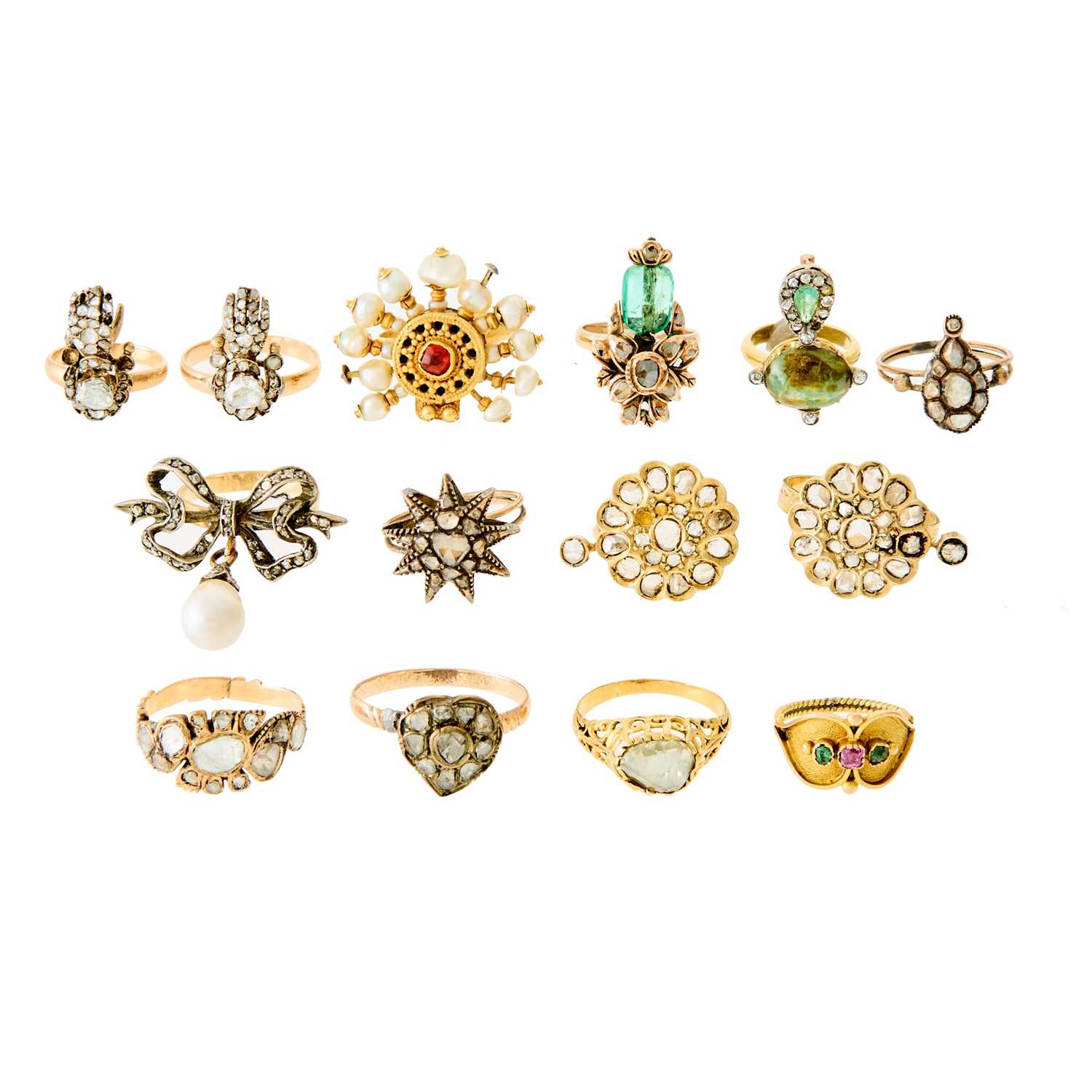 Lot 1050 - Group of Antique Gold, Gold-Filled, Gilt-Metal and Gem-Set Rings