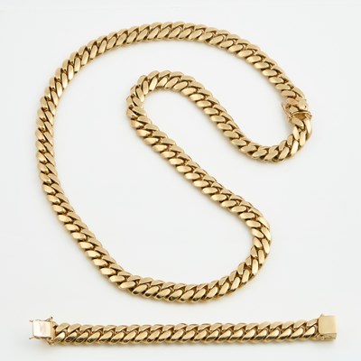 Lot 63 - Gold Neck Chain and Flexible Bracelet, 14K 460 dwt.