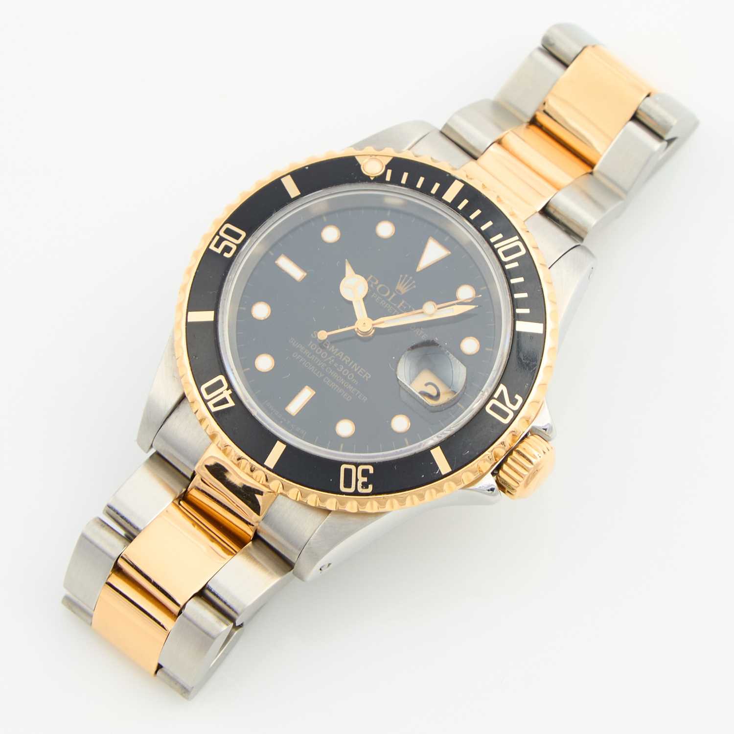 Lot 73 - Mans Gold and Metal Bracelet Watch, 31 Jewels, Rolex, Submariner, Date, 41mm, 18K and Metal
