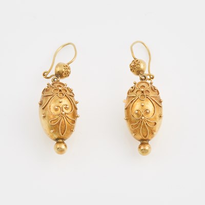 Lot 81 - Two Gold Earrings, 14K 5 dwt.