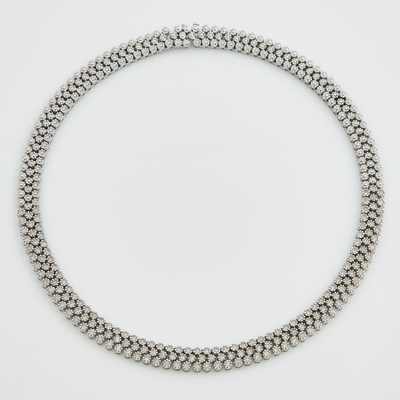 Lot 143 - Diamond Necklace, 168 diamonds about 6.00 cts., 14K 48 dwt.