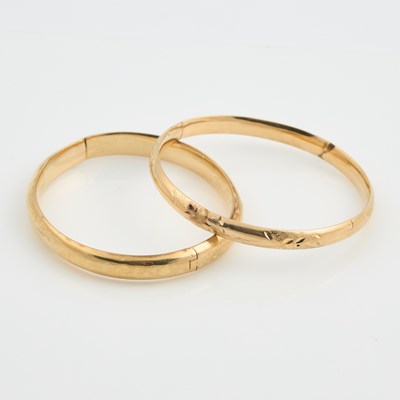 Lot 154 - Two Gold Rigid Bracelets, 14K 11 dwt., damaged