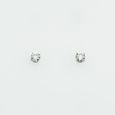 Lot 159 - Two Diamond Solitaire Earscrews about 1.40 cts., 14K