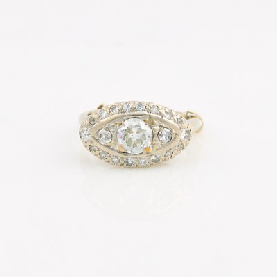 Lot 161 - Diamond Ring, 21 diamonds, center stone about 0.70 ct., 20 stones about 0.35 ct., 14K 3 dwt.