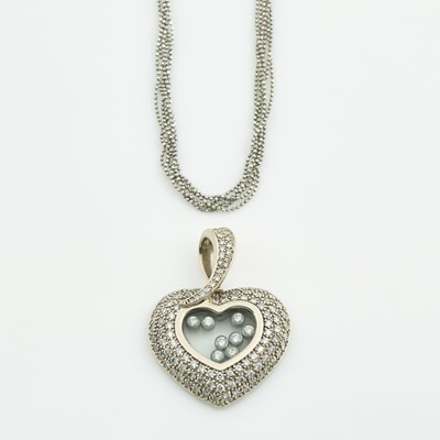 Lot 167 - Diamond and Glass Pendant, 126 diamonds about 3.75 cts. and Gold Neck Chain, 14K 18 dwt. all