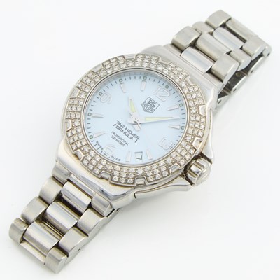 Lot 173 - Ladys Diamond Bracelet Watch, 120 diamonds about 0.75 ct., Swiss, Tag Heuer Formula 1, Quartz, 36mm,Metal