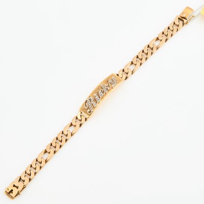 Lot 190 - Diamond ID Bracelet, 14K 29 dwt.