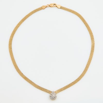 Lot 202 - Diamond Necklace, 52 diamonds about 0.80 ct., 14K 7 dwt.