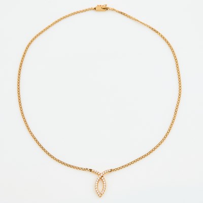 Lot 218 - Diamond Necklace, 27 diamonds about 0.55 ct., 14K 4 dwt.