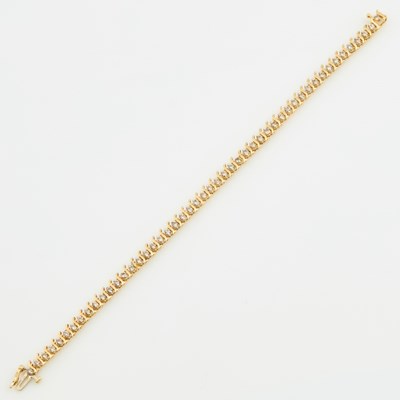 Lot 242 - Diamond Tennis Bracelet, 50 diamonds about 2.00 cts., 14K 6 dwt., damaged