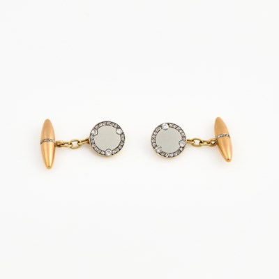 Lot 270 - Two Diamond Cuff Links, Platinum and 18K 12 dwt. all, stones missing and damaged