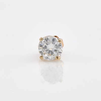 Lot 274 - Diamond Solitaire Earring about 0.75 ct., 14K