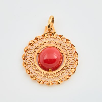 Lot 282 - Gold and Stone Pendant, 18K 5 dwt. all
