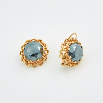 Lot 300 - Two Gold and Stone Earrings, 14K 5 dwt. all, damaged