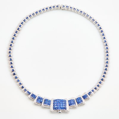 Lot 303 - Diamond and Stone Necklace, 515 diamonds about 2.50 cts., 18K 34 dwt. all, damaged