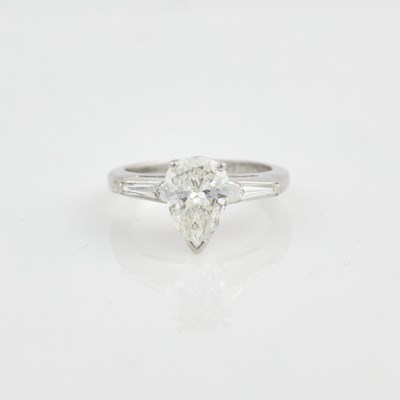 Lot 304 - Diamond Engagement Ring, 3 diamonds, center stone about 1.15 cts., Platinum 2 dwt.