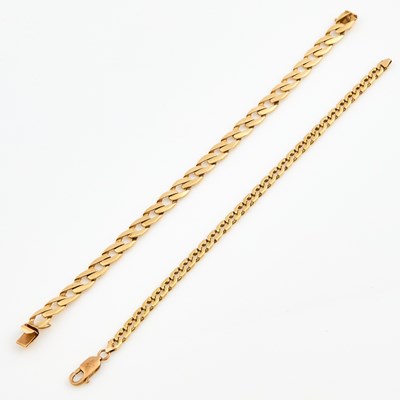 Lot 341 - Two Gold Flexible Bracelets, 14K 24 dwt., damaged