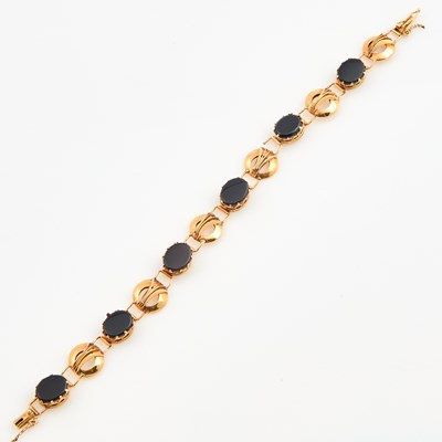 Lot 344 - Gold and Stone Flexible Bracelet, 14K 7 dwt. all, damaged