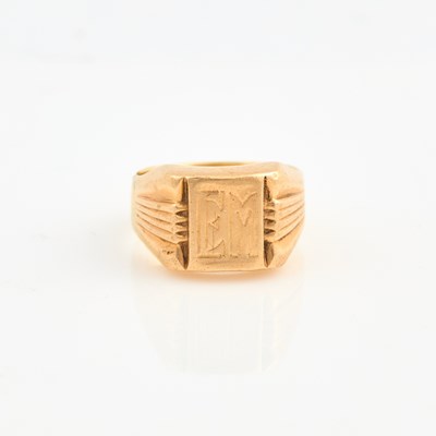 Lot 356 - Gold Initial Ring, 14K 3 dwt.