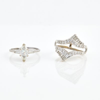 Lot 360 - Diamond Solitaire Ring, about 0.90 ct., and Gold Insert Ring., 14K 5 dwt.