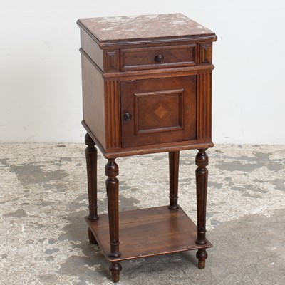 Lot 286 - Marble Top Mahogany Bedside Cabinet