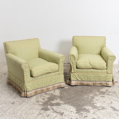 Lot 288 - Pair of Green Upholstered Armchairs