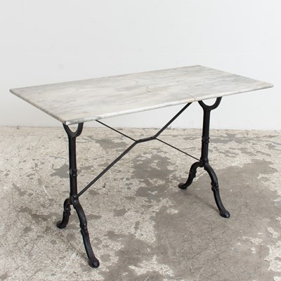 Lot 297 - Marble Top Painted Wrought Iron Table