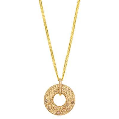 Lot 34 - Roberto Coin Gold and Colored Diamond Pendant with Double Strand Gold Chain Necklace