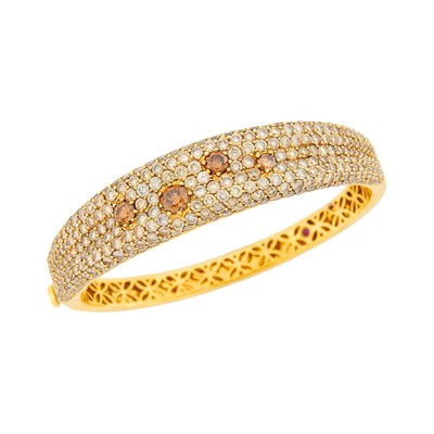 Lot 35 - Roberto Coin Gold and Colored Diamond Bangle Bracelet