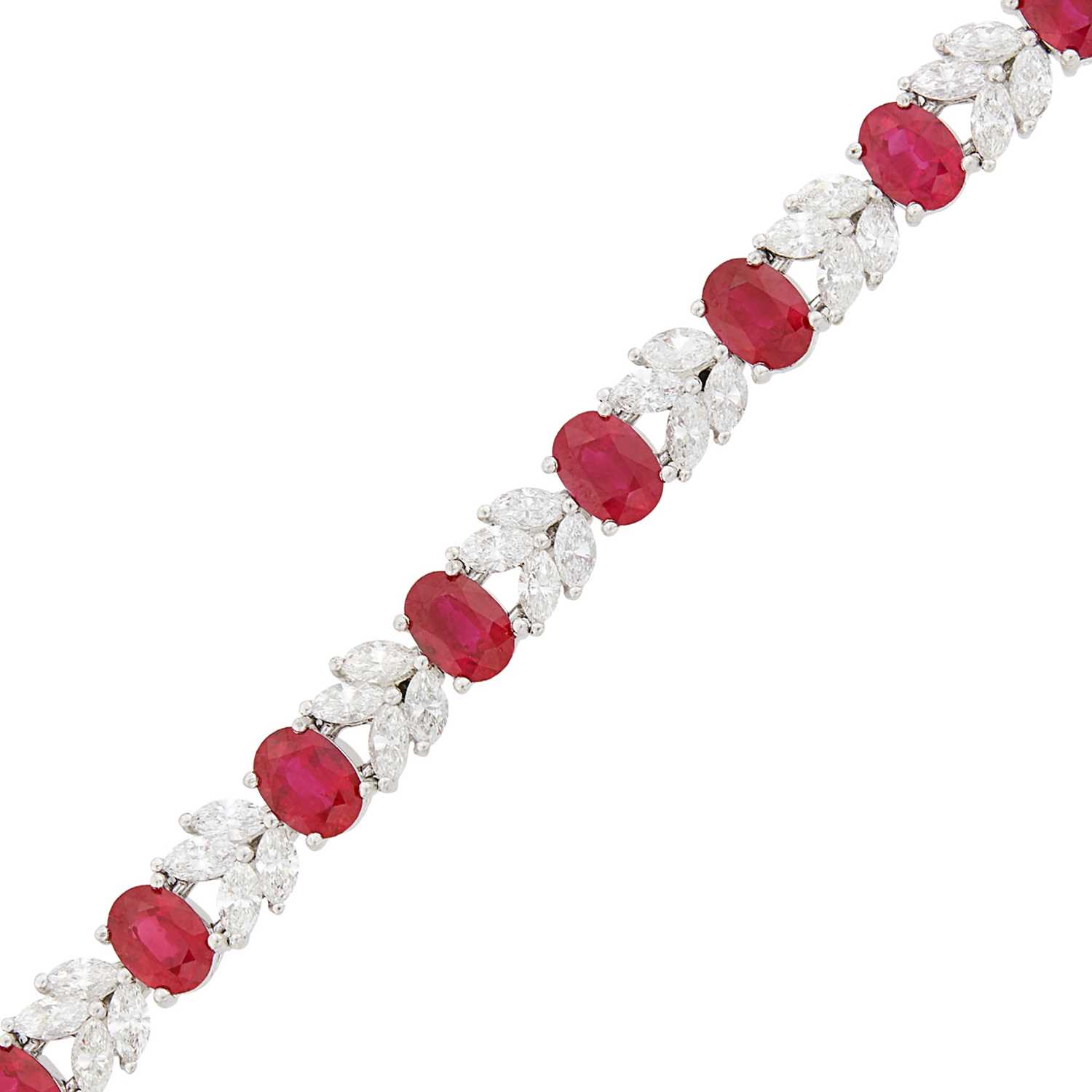 Lot 75 - Platinum, Ruby and Diamond Bracelet