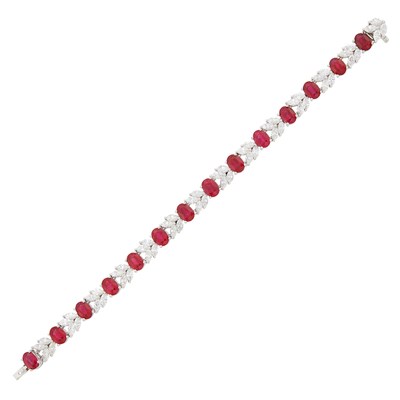 Lot 75 - Platinum, Ruby and Diamond Bracelet