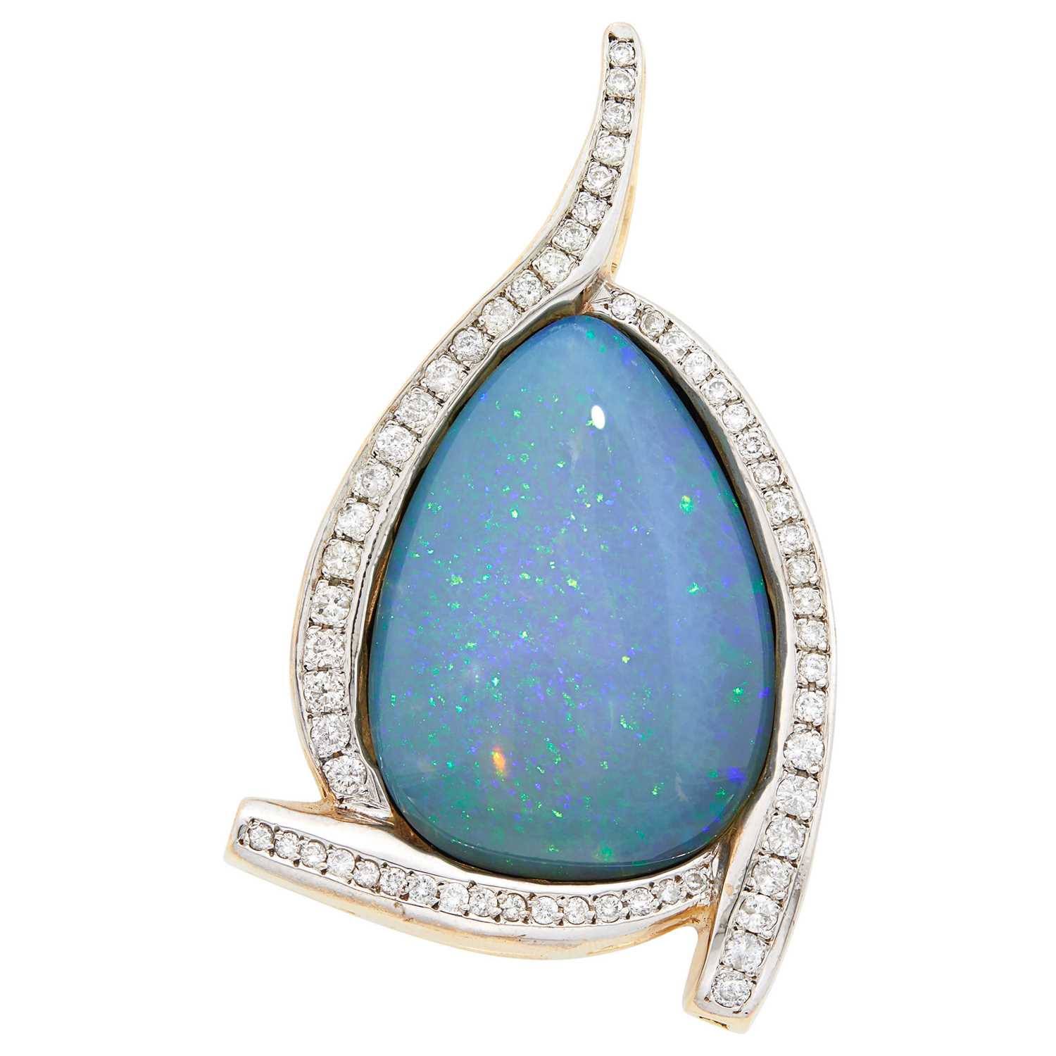 Lot 2062 - Two-Color Gold, Black Opal and Diamond Pendant